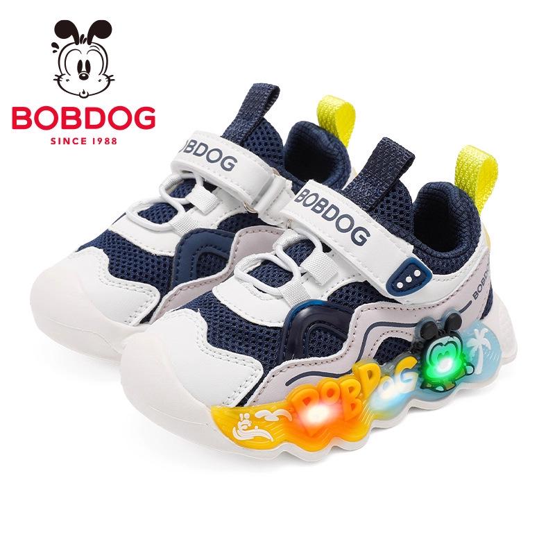 Babu Dou 2025 Autumn Collection: Breathable Mesh Toddler Walker Shoes with Soft Sole, Non-slip, and Light-up Features for Boys and Girls