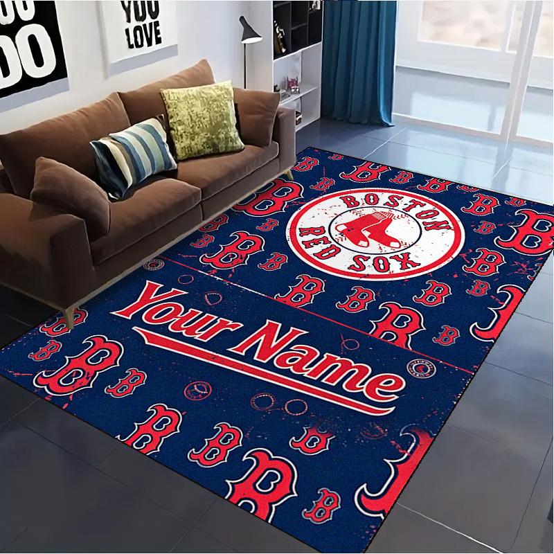 Naam Op Maat Boston Red Sox Logo Tapijt Vloerkleed voor Woonkamer Slaapkamer Huis Sofa Decoratie, Kinderen Spelen Antislip Vloermat