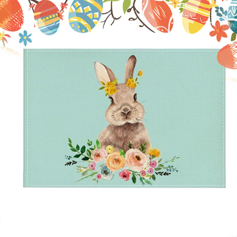 Osterhase Tischset Frühling Tischsets Leinen Tischset Rutschfest Wärmeisolierung Für Ostern Frühling Feiertagsparty Heimdekoration