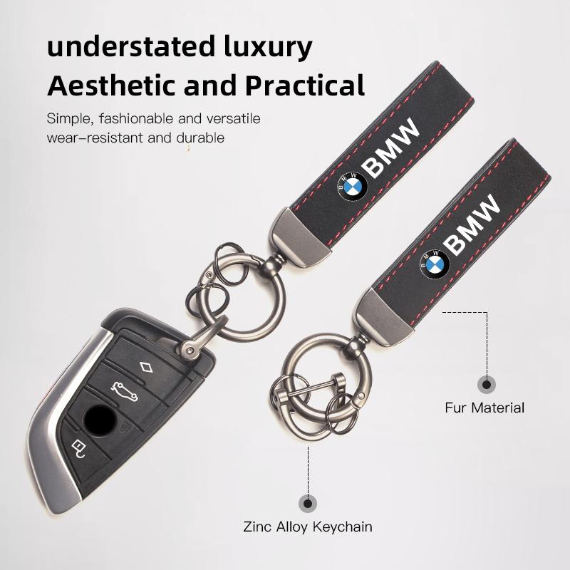 With Car Logo Key Accessories Man Suede Keychain Keyring For BMW iX1 i7 F07 F48 F39 F34 F40 F45 F46 G30 G20 G32 E70 E71 E66 E65