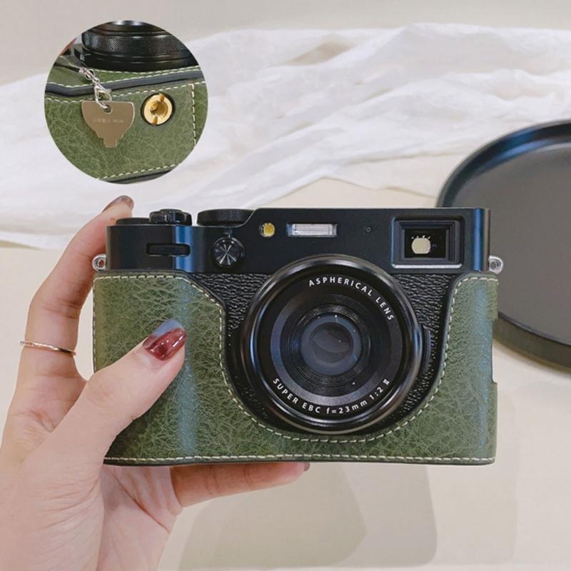 PU Leather Half Shell Case Vintaged Designing for X100VI Offering Quick Battery and Memory Card Swap