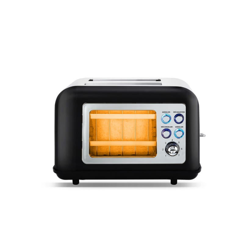 Toasteo Glass Black Retro Toaster with Window