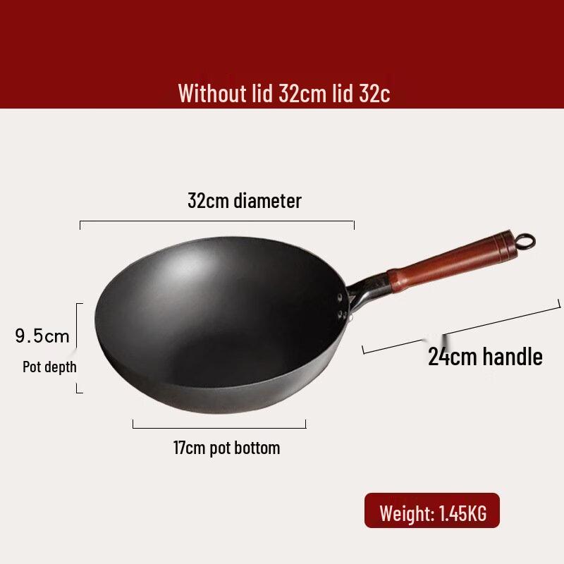 

ZISIZ Stainless Steel Flat Bottom Wok with Wooden Handle