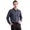 SHANSHAN Men's Autumn Long Sleeve Polo Shirt with Jacquard Detail
