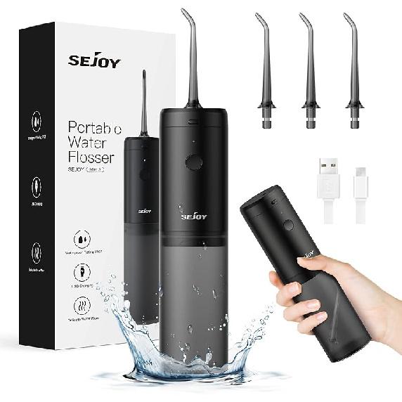 Water Flosser Dental Oral Irrigator Teeth Cleaner Portable Travel Rechargeable Cordless,IPX7 Electric Plaque Remover 3 Modes 3 Jet Tips 140ml