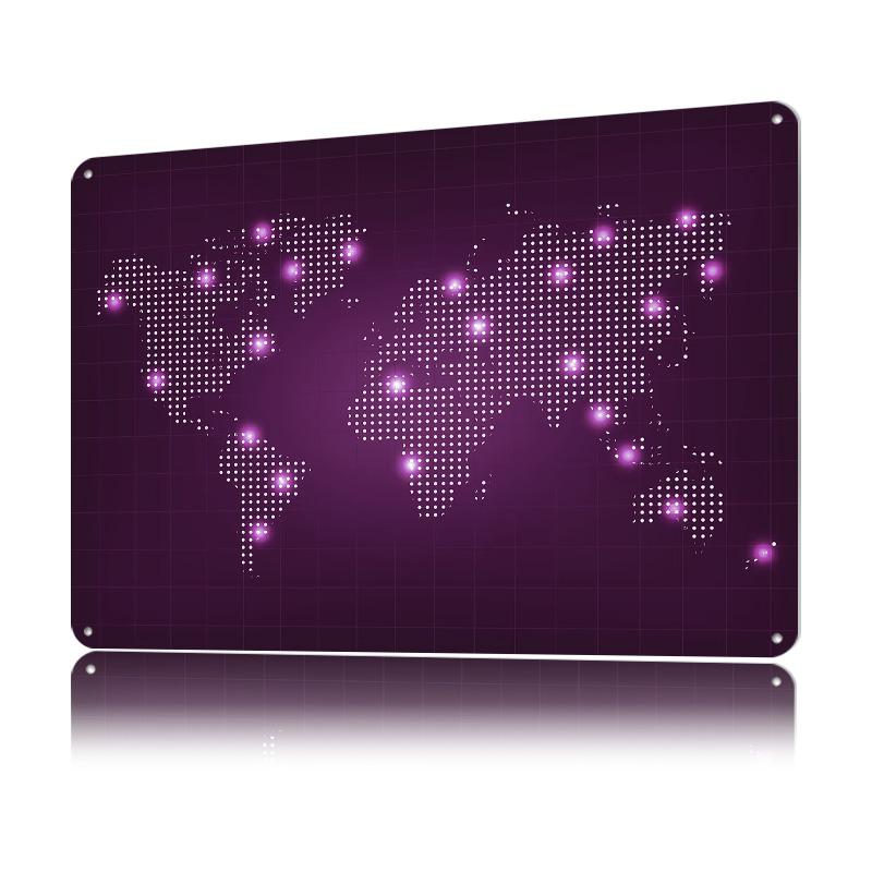 Dotted World Map Tinplate Poster Custom Wall Art Vintage Metal Signs Retro Tin Plaque for Gaming Room Decoration Cozy Desk Decor