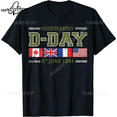 Débarquement de Normandie Jour J 80ème T-shirt Anniversaire Patriotique Drapeau Coton T-Shirt S-6Xl Mode Homme T-Shirt