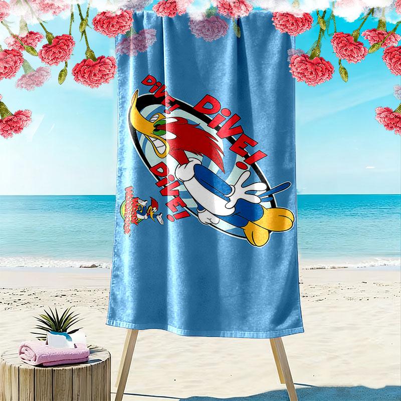 Woody Woodpecker Print Beach Towel, Large Soft Quick Dry Towel for Beach Camping Swimming