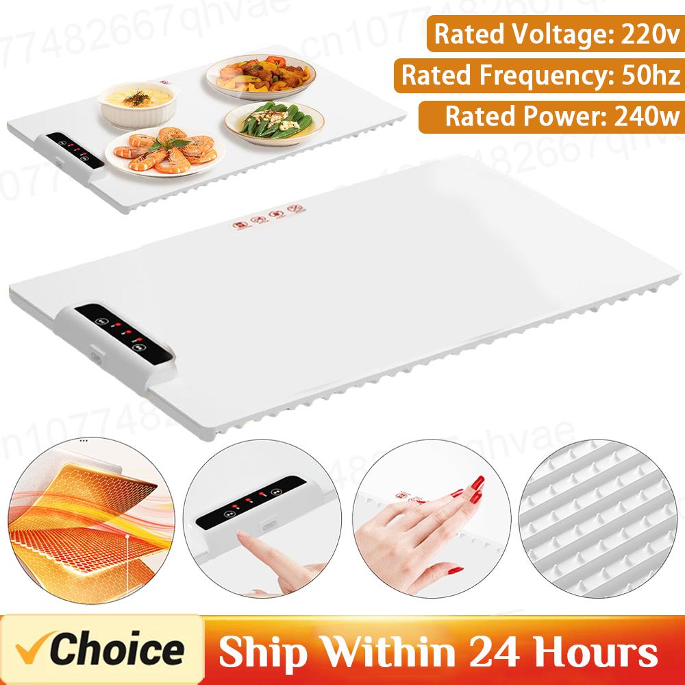Electric Food Warmer Plate Foldable Warming Tray Plate Warmer Mat Food Fast Heating Portable Electric Warming Tray 3 Tem Setting