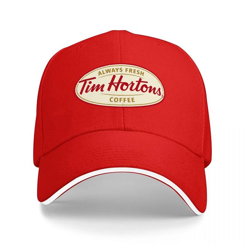 Tim Hortons Coffee Logo Black Baseball Cap Classic Design Embroidered Front Panel Adjustable Fit for Everyday Wear