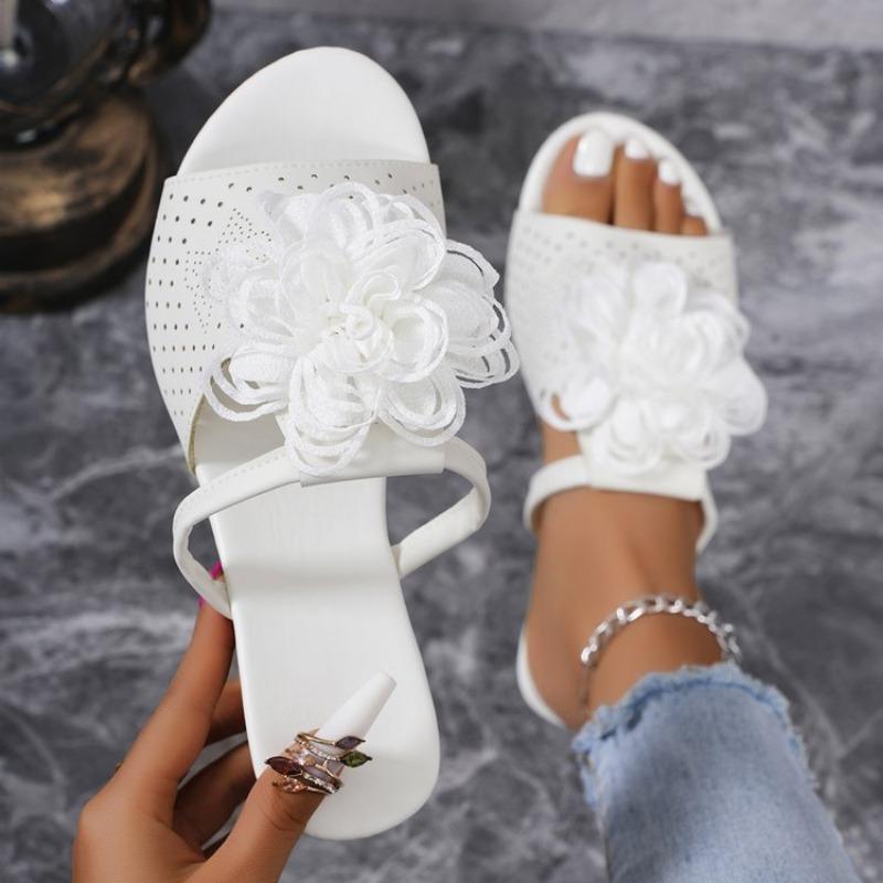 Fashion Sandals Women Summer New   Women's Woven Flower Wedge Slippers Outdoor Sports Beach Casual Peep Toe Comfortable Shoes