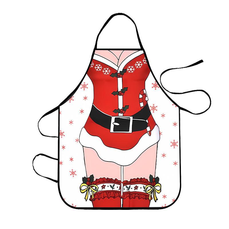 Cartoon Character Waterproof Apron With Digital Print For Holiday Party And Family Use