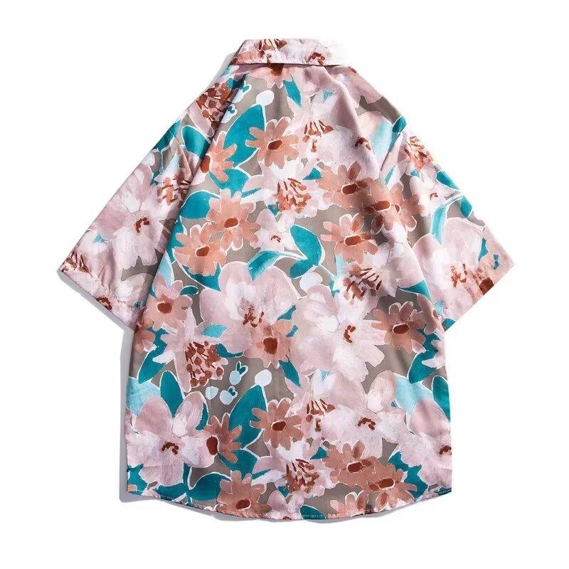 Pánská retro košile, pánský letní outfit, studentský volný střih, výklenek, neformální pánský top, svrchní oblečení, plážový top