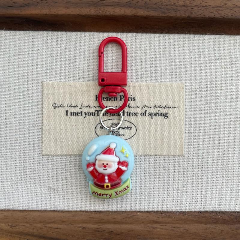 1/5Pcs Cartoon Elk Santa Claus Pendant Keychain Cute Resin Ornament for Student Backpack Christmas Party Small Gift Idea