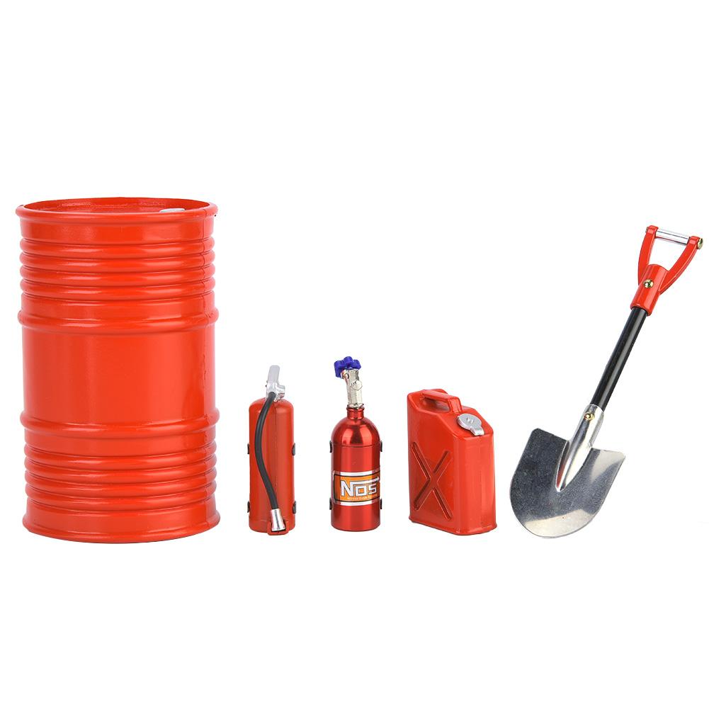 Fire Extinguisher Oil Drum Shovel Nitrogen Bottle Fit for SCX10 D90 TRX4 1 10 RC Car (Red)