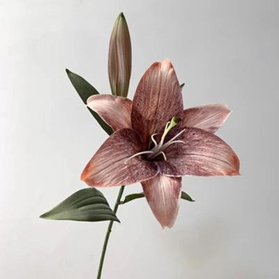 Artificial Plants Ornament Premium Lily Artificial Flower Living Room TV Cabinet Dining Table Vase Flower Arrangement Decoration
