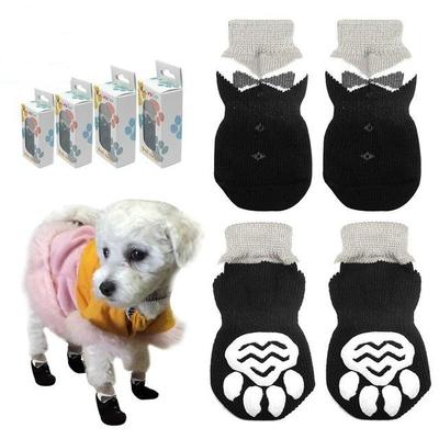Rutschfeste Hundeschuhe Haustier Strick Socken Baumwolle Klein Mittel Haustiere Stiefelchen Rutschfeste Pfotensohle Hund Katze Welpe