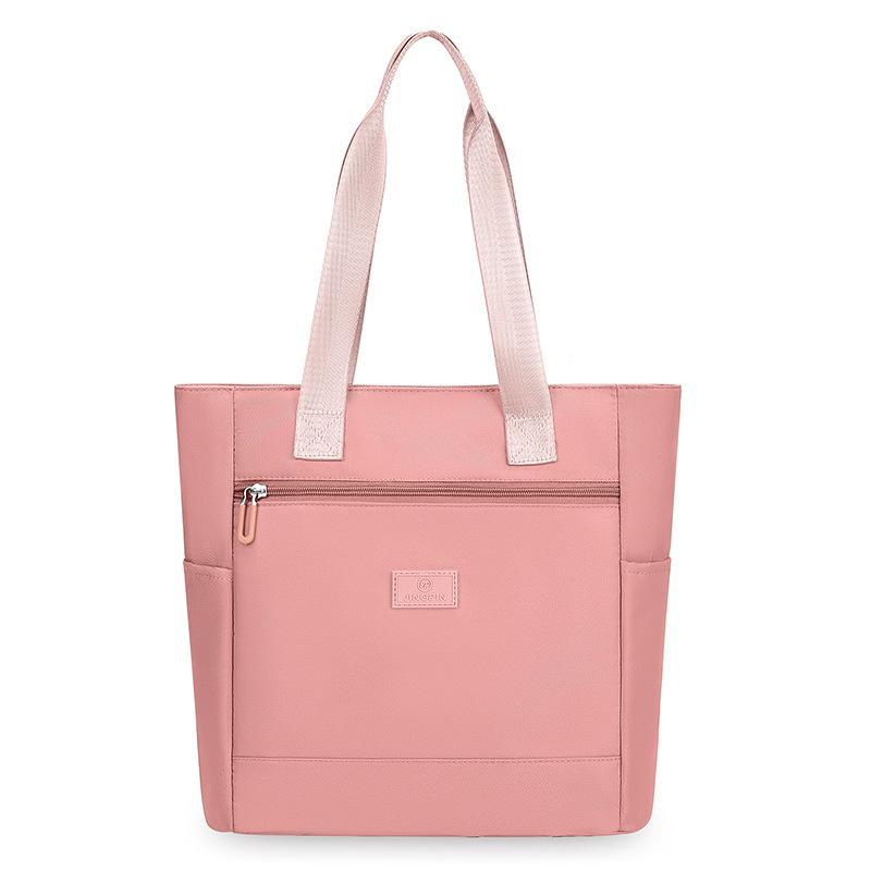 Women Large Capacity Tote Bag Nylon Shoulder Handbag Casual Zipper Shopping Bag Lightweight Travel Work School Carryall Purse