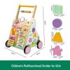 Wooden Baby Walker Stroller with Educational Learning Aid - Anti-Tip Push Car Toy for Toddlers