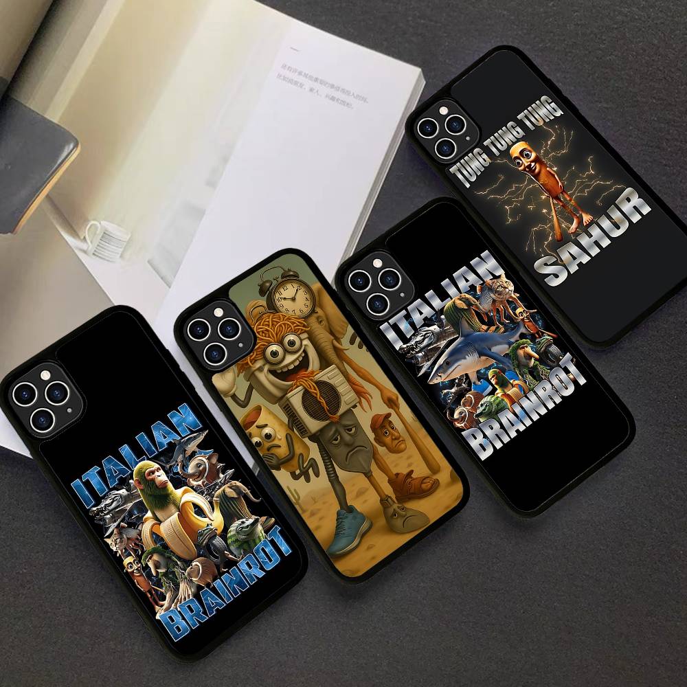 I-ITALIANS B-Brainrot Creative Animal PC+TPU Phone Case For IPhone 17 16 15 14 PRO MAX 11 12 13 PLUS MINI Cover