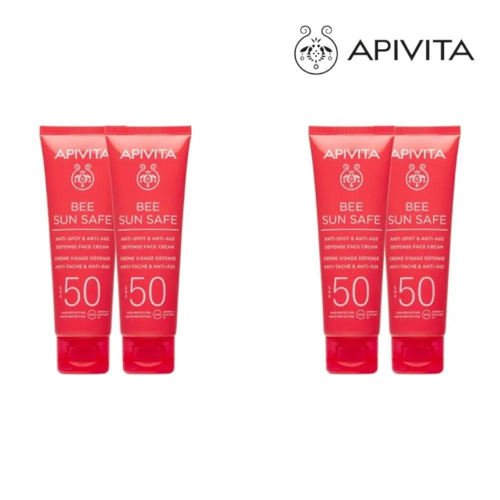 Apivita APIVITA Be Sun Safe Anti-Spot & Anti-Aging Face Sun Cream SPF50 50ml 4 Pieces