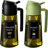 16oz/470ml Olive Oil Dispenser for Kitchen with Stickers - 2 In 1 Olive Oil Sprayer for Cooking, Air Fryer, and Salad,