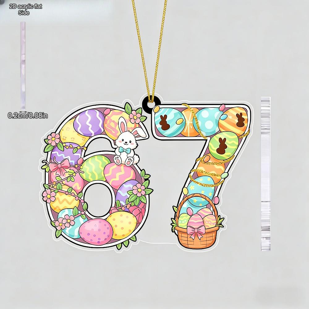 Acrylic Easter Hanging Ornament with Adorable Easter Bunny & Easter Eggs Pattern - Unique 67 Pendants, Drops & Finials - Ideal Easter Gift for Friend 