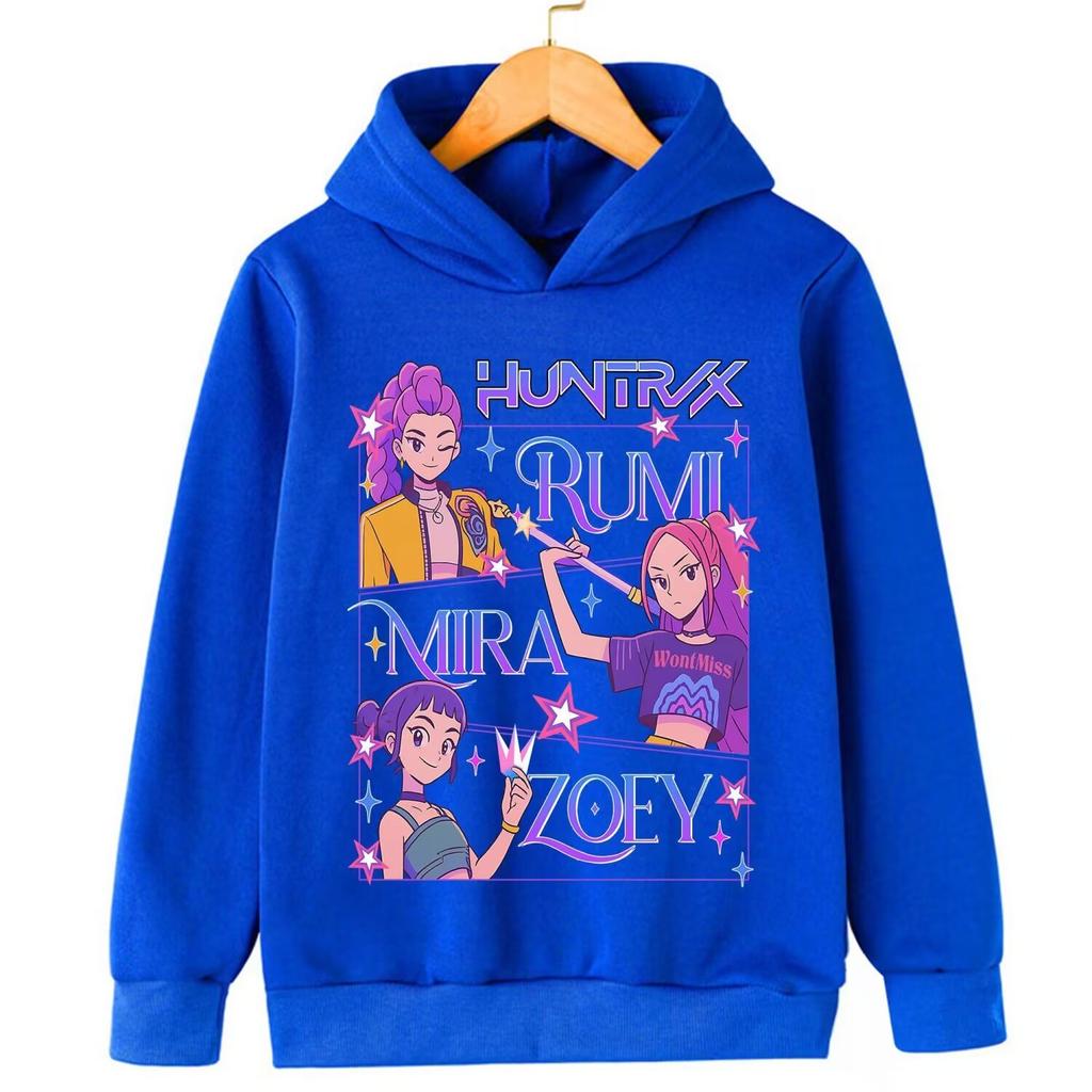 New autumn and winter fashion Demon Hunter anime children's hoodie, cute and beautiful girls, warm and comfortable, loose and versatile top