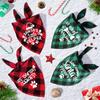 Santa's Little Yelper Printing Dog Christmas Bandanas Pet Christmas Gift Xmas Dog and Cat Bandanas Plaid Triangle Scarf Bibs