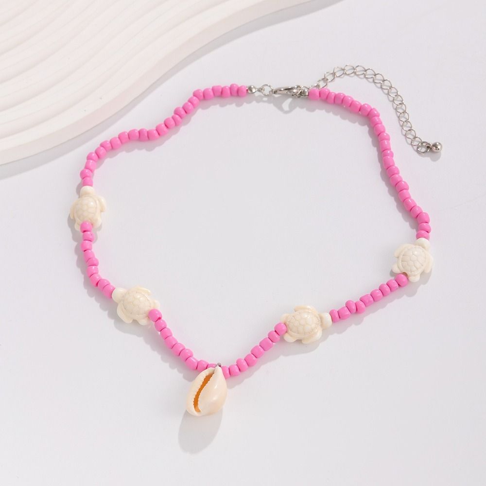 Colorful Shell Pendant Necklace Delicate Charm Beaded Necklace  Korean Fashion