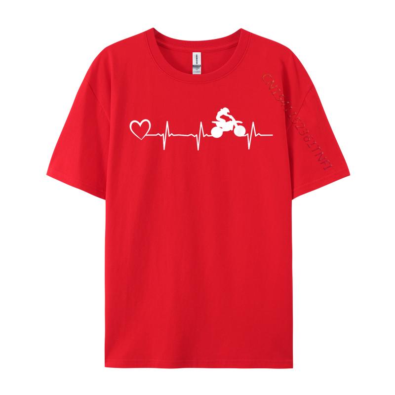 Motocross Heartbeat Heart Supermoto Bike Motorbike Dirt Bike Printed Design T Shirt Discount Unisex Tshirt Printing Tshirts S