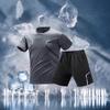 Mens Quick Dry Ice T Shirt Shorts Set Running Gym Badminton Sportswear