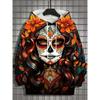Fashion Women's Hoodie for Girls Autumn Long Sleeve Casual Sexy Girls Clothes Horror Undead Skull Pattern Unisex Tops