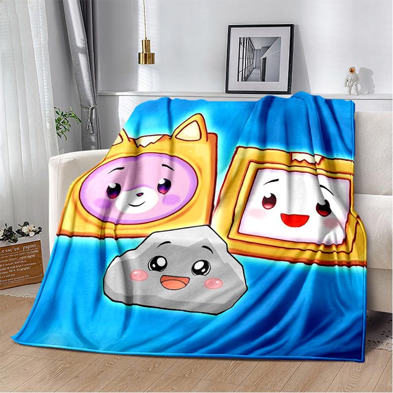 Happy Rocky And Foxy And Boxy Lankybox Couverture en peluche douce en flanelle pour salon, chambre à coucher, lit, canapé, pique-nique