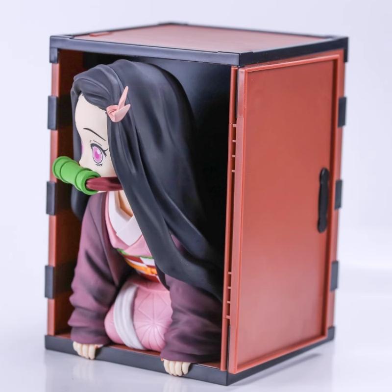 22cm Cartoon Demonslayer Popcorn Bucket Kamado-Nezuko Kneeling Doll Hand-Made Model Beautiful Girl Large Trend Ornaments Toy Gif