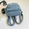 Bolso de Pecho de Mezclilla Gran Capacidad Bolso Cruzado para Mujer Viajero Múltiples Compartimentos Mochila de Estrella de Cinco Puntas