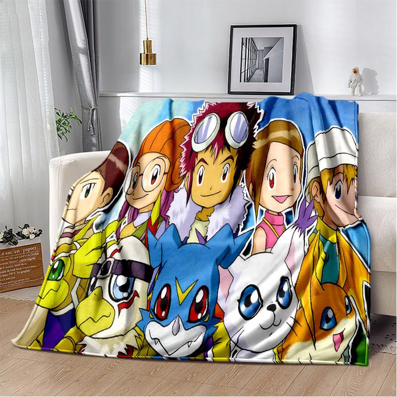 Cartoon Digimon Adventure Monster Soft Plush Blanket,Flannel Blanket Throw Blanket for Living Room Bedroom Bed Sofa Cover Child
