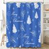 Christmas Shower Curtain Set Decorations Waterproof Blue White Snowflakes Trees Merry Christmas Bath Mat Home Decoration B01DQ3N