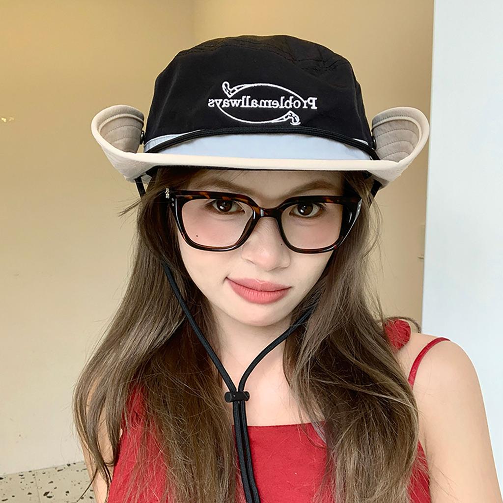 Summer Women Patchwork Fisherman Hat Girl Western Cowboy Wide Brim Bucket Hats Outdoor Hiking Panama Basin Cap