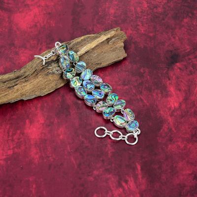 Abalone Shell Bracelet 925 Solid Sterling Silver Adjustable Chain Bracelet Gift For Women, Handmade Gemstone Jewelry Bracelet