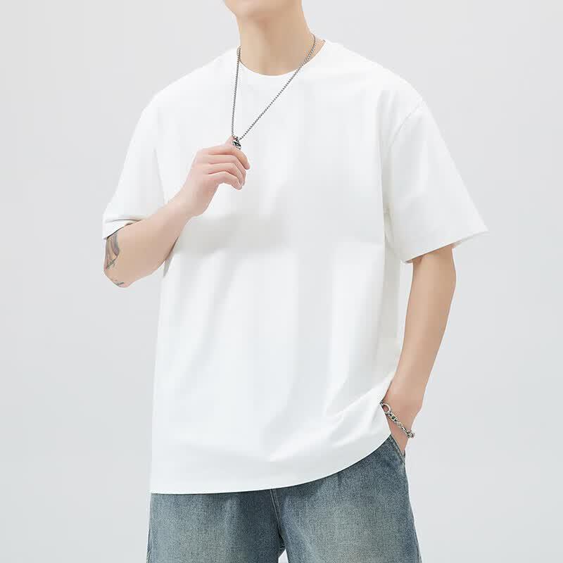 ROMON Men's Pure Cotton Loose Fit Short Sleeve T-Shirt