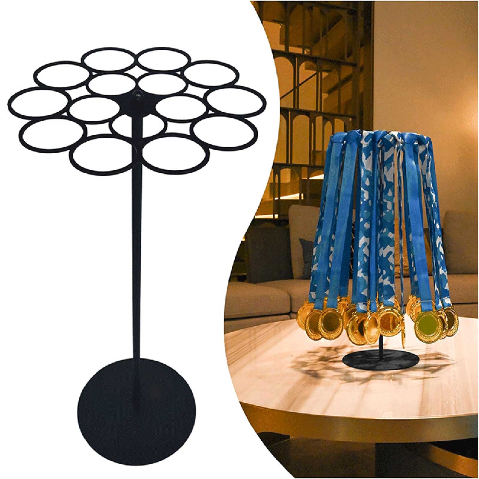 Medal Holder No Screws Wall Medal Hanger No Drilling Rotating Medal Display Stand Wall Mount Heavy-duty Metal Base Hanger Quick One Size чёрный