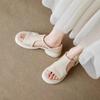 Huge Good-looking Soft Leather Soft-soled Retro Casual Open-toed Sandals Women's Summer Medium Heel Thick-soled Fish Mouth Roman Shoes Are Not Tired