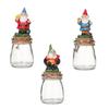 Christmas Themed Resins Dwarf Gnomes Figurine Candy Jar Glass Cookie Food Storage Container Table Decors Ornament Gift