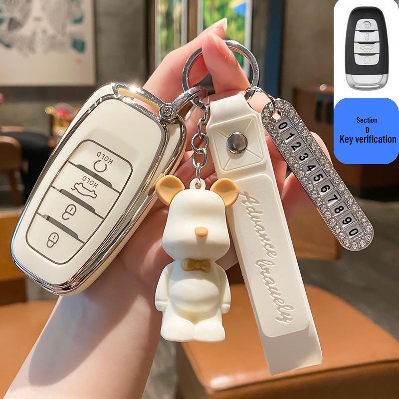 Hongqi HS5/HS7/H5/H9/E-HS9 Key Case with Buckle & Cute Pendant