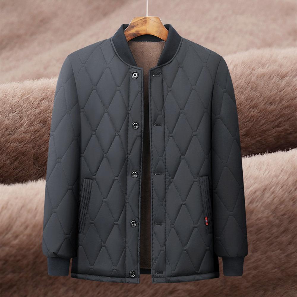 Men's Thickened Velvet Cotton Jacket for Elderly - Dad's Winter Coat