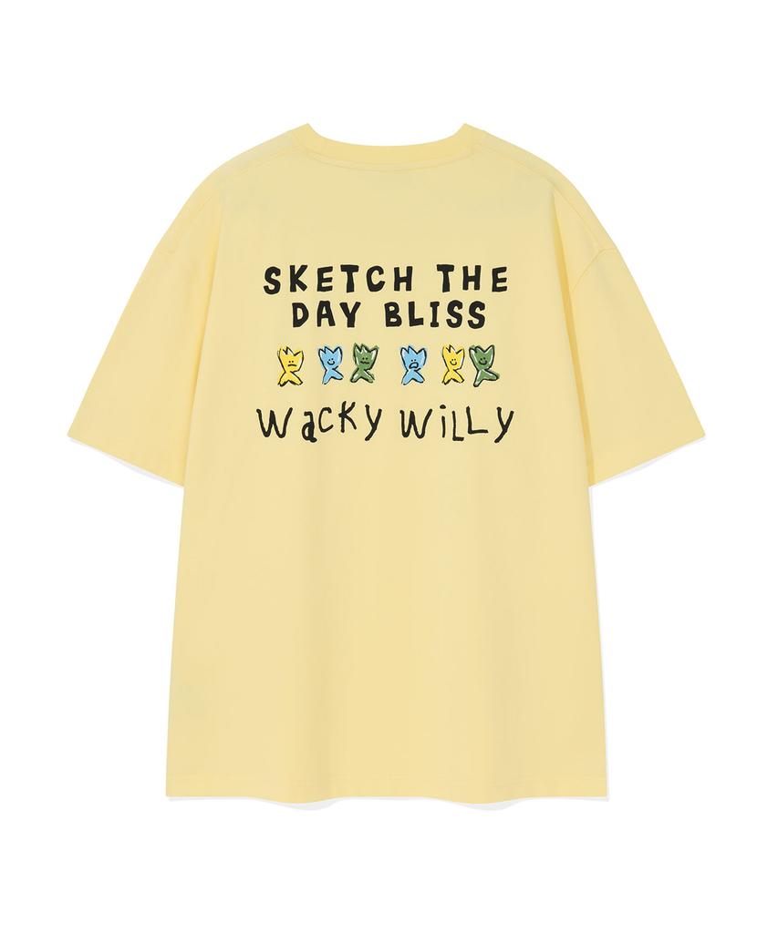 WACKY WILLY Kiki Typographic Short Sleeve T-Shirt Yellow