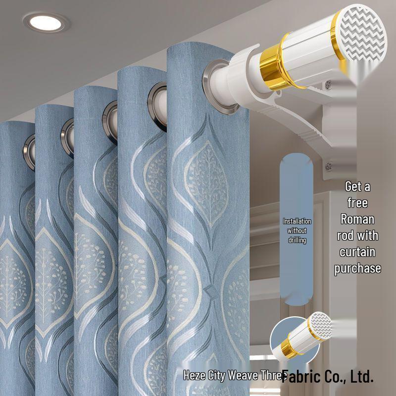 Nordic Blackout Jacquard Bamboo Cotton Curtains for Living Room, Bedroom, or Balcony