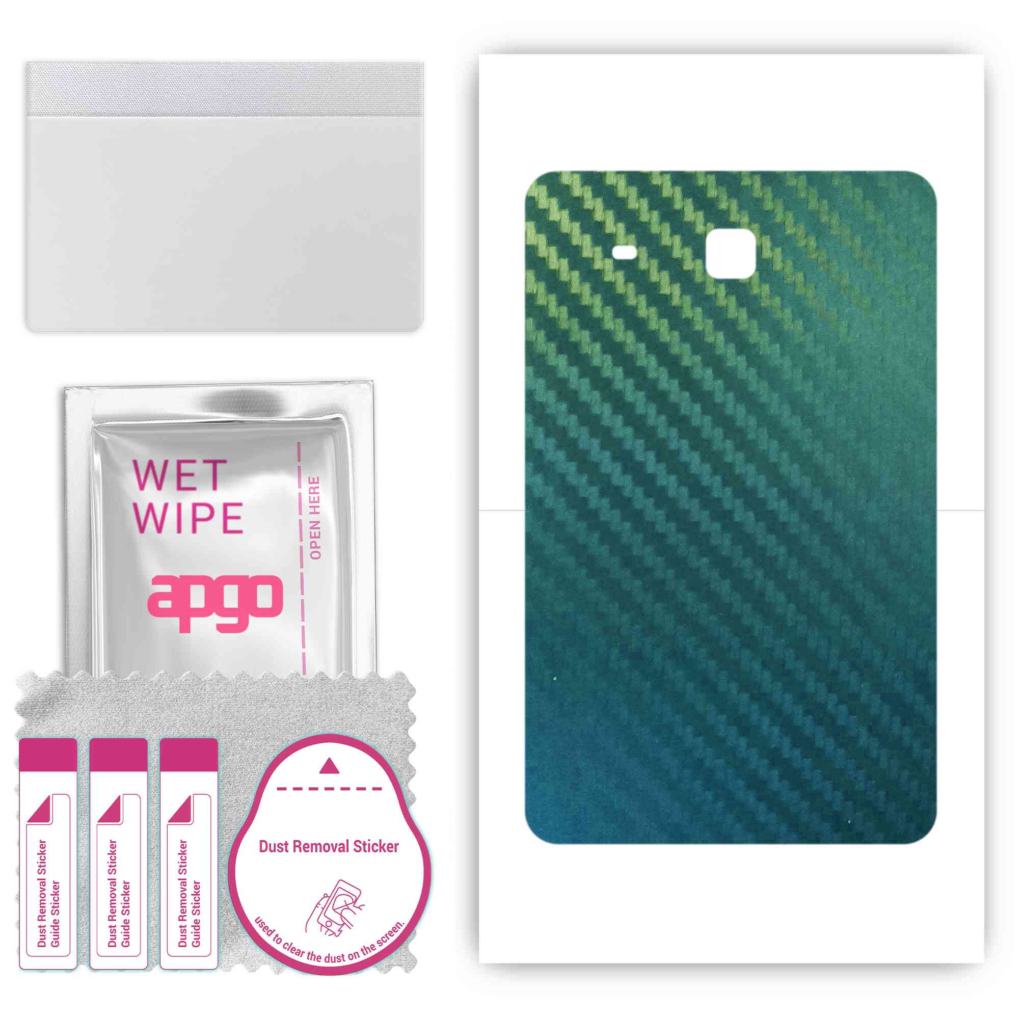 

apgo Protective Skin Sticker for the back compatible with Samsung Galaxy Tab E 9.6 SM-T561, Wrap Film, Foil, Vinyl - Pattern Carbon Chameleon CAKA1