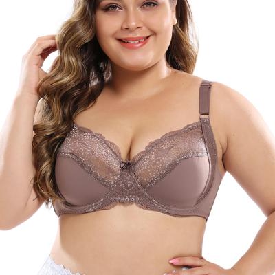 38-46 Plus Size Fashion Women's Floral Lace Bralette Sexy Ultrathin Deep V Bra Unlined Push Up Brassiere Underwire Ultrathin Lingerie